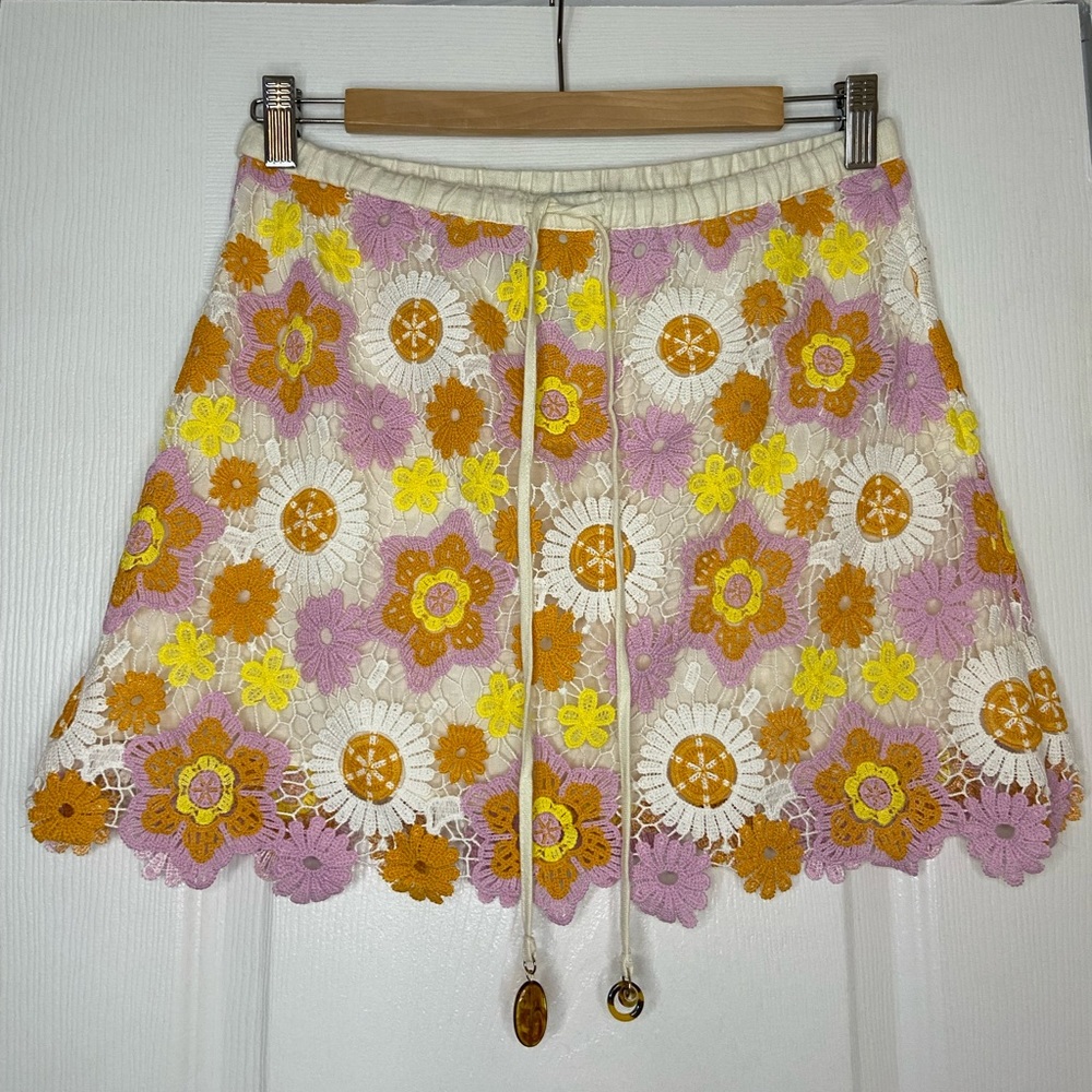 Zara Crochet Flower Mini Skirt